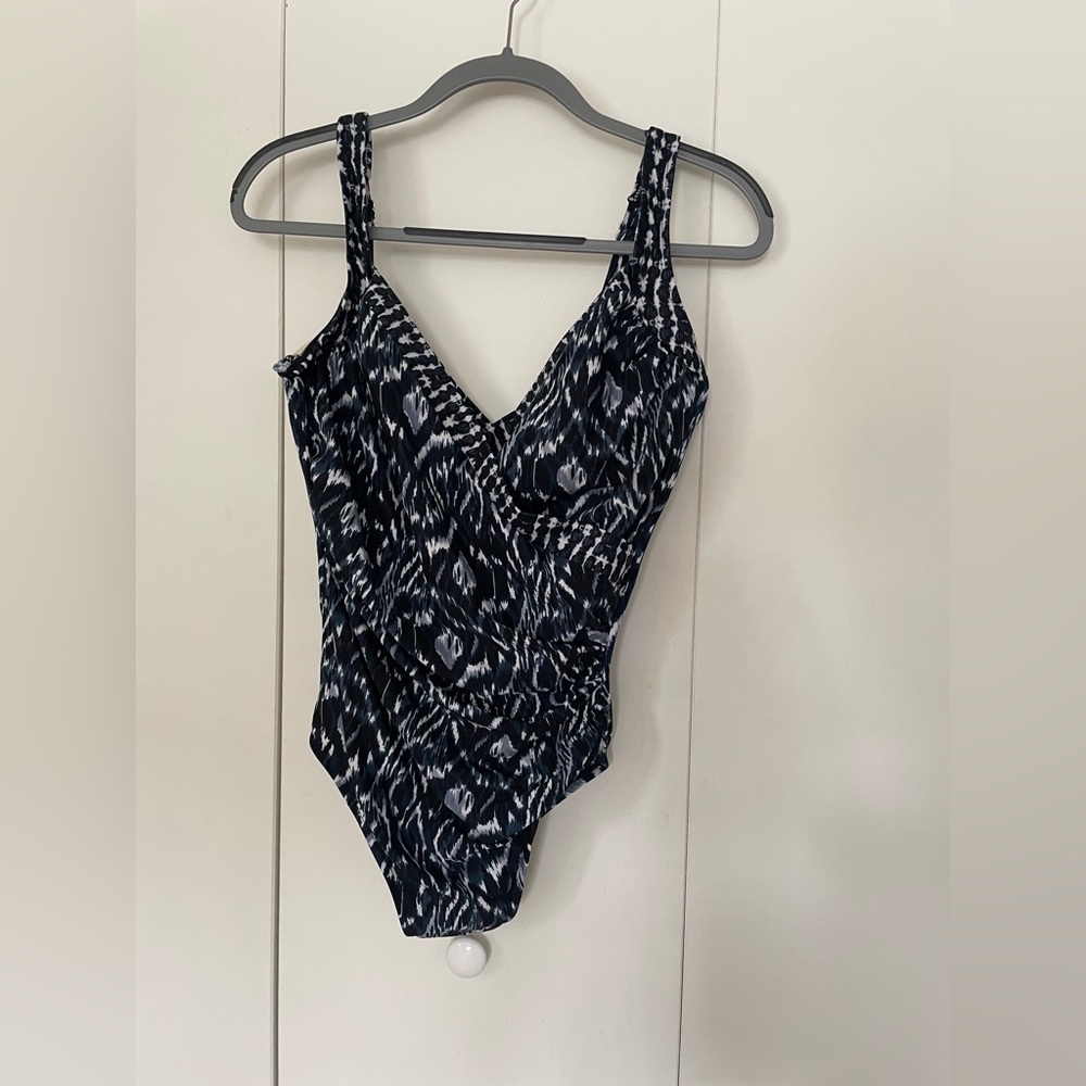 NWOT Miraclesuit Navy Print Swimsuit